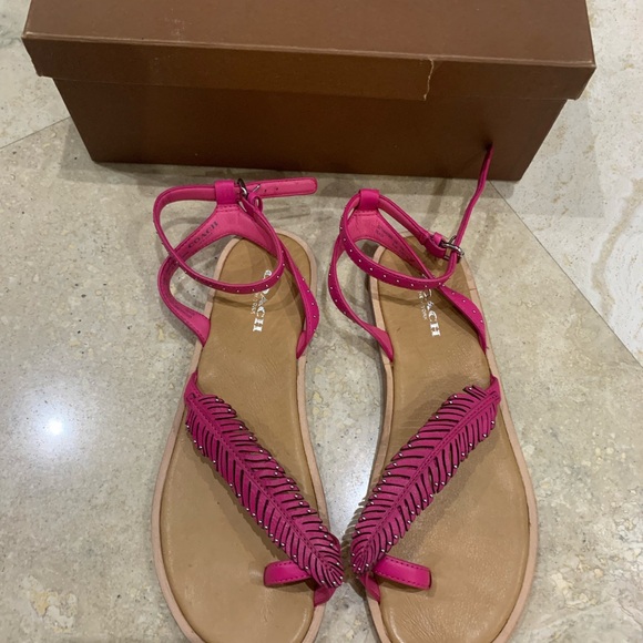 Pink Sandals with Feather Detail - Picture 2 of 5